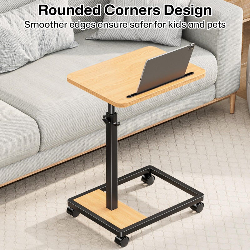 MOFAIN Adjustable TV Tray Table - 360Â° Rotating C Shaped End Side Table Sofa Couch Bed Table with Wheels for Eating Living Room Laptop - Image 4
