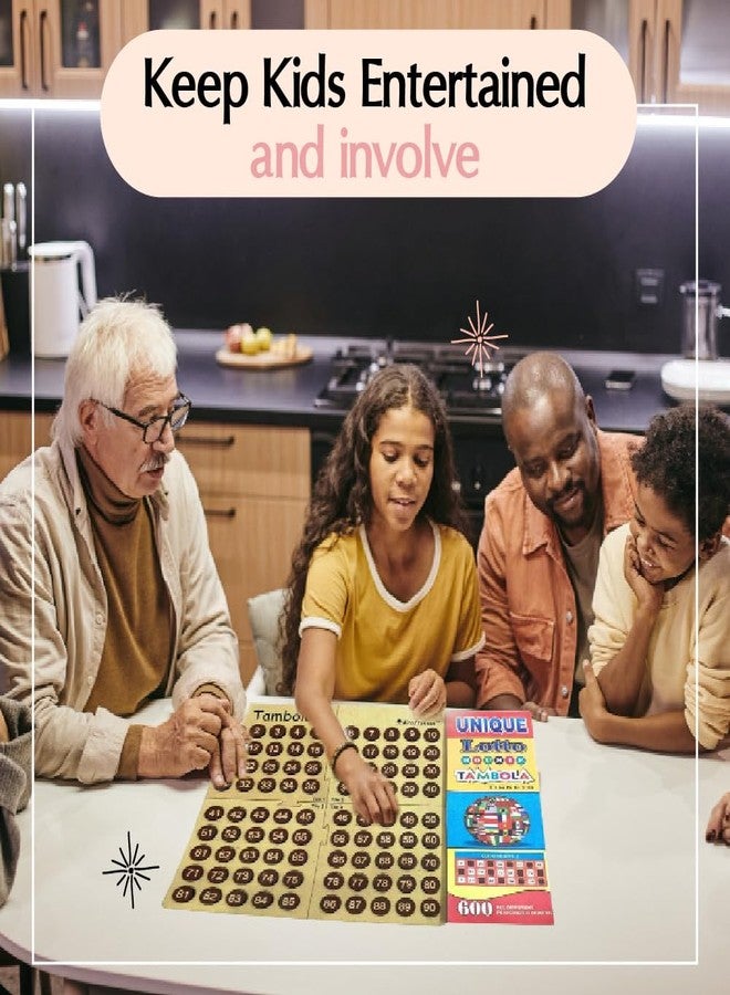 Braintastic Wooden Tambola/Housie Board Game with 600 Different Tickets,1-90 Coins, Fixing Checking Board and Cloth Pouch to Keep Your Coins Safe - Image 5