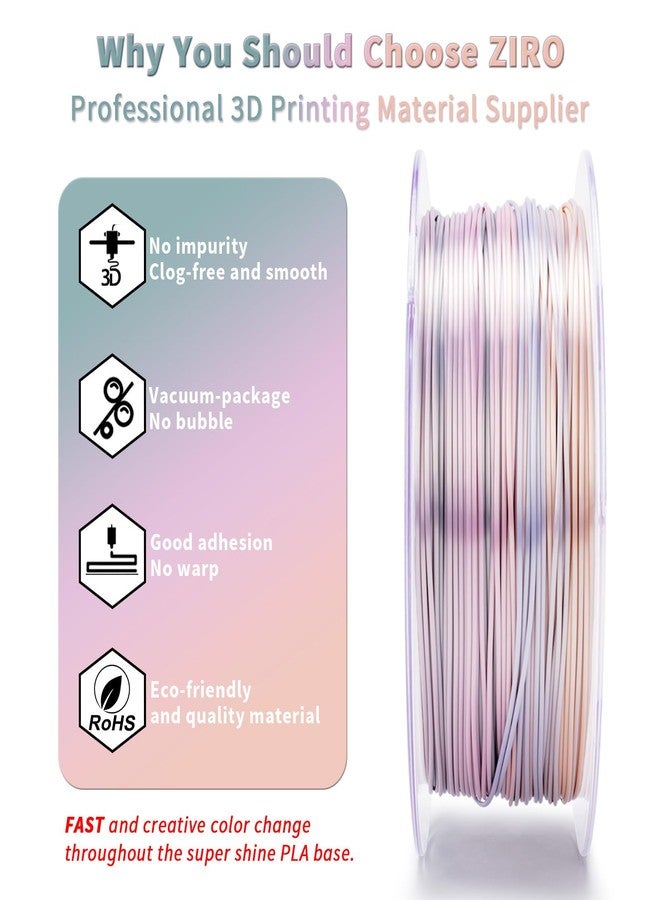 ZIRO 3D Printer Filament, Shiny Silk PLA Fast Gradient Color Change, Fit Most 3D Printers, Dimensional Accuracy +/-0.03mm, 1KG/2.2lb Spool, Earth Tone - Image 3
