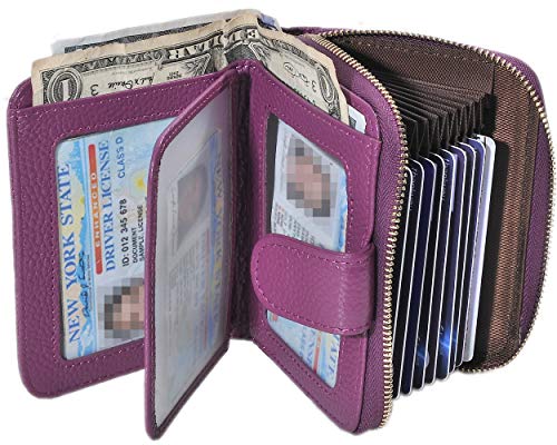 Beurlike Women's RFID Credit Card Wallet Organizer Case Leather Ladies Small Security Card Holder(Purple) - Image 2