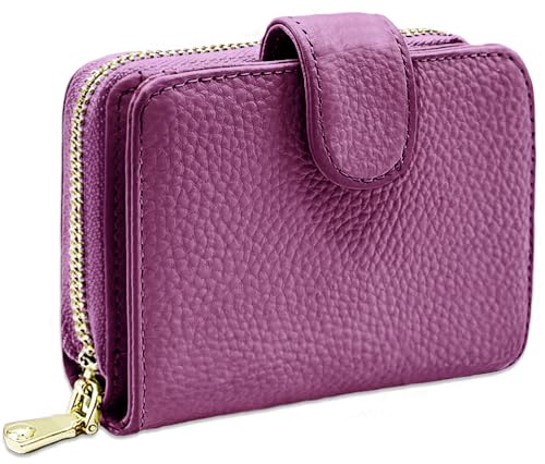 Beurlike Women's RFID Credit Card Wallet Organizer Case Leather Ladies Small Security Card Holder(Purple) - Image 1