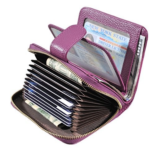 Beurlike Women's RFID Credit Card Wallet Organizer Case Leather Ladies Small Security Card Holder(Purple) - Image 3