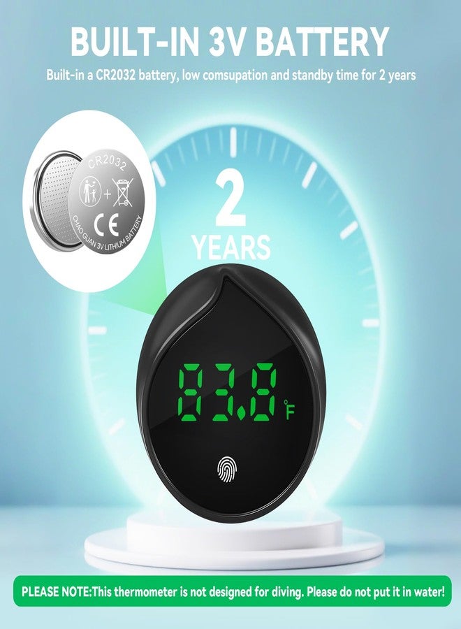 مقياس حرارة مياه حوض السمك قابل للإزالة مع شاشة لمس رقمية وشاشة LED، ±1 فهرنهايت/0.5 درجة مئوية، ملحقات أحواض السمك لأسماك البيتا، والأكسولوتل، والروبيان، والسلاحف، والزواحف، والأسماك المائية (أسود) - Image 4