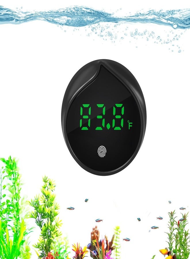مقياس حرارة مياه حوض السمك قابل للإزالة مع شاشة لمس رقمية وشاشة LED، ±1 فهرنهايت/0.5 درجة مئوية، ملحقات أحواض السمك لأسماك البيتا، والأكسولوتل، والروبيان، والسلاحف، والزواحف، والأسماك المائية (أسود) - Image 1
