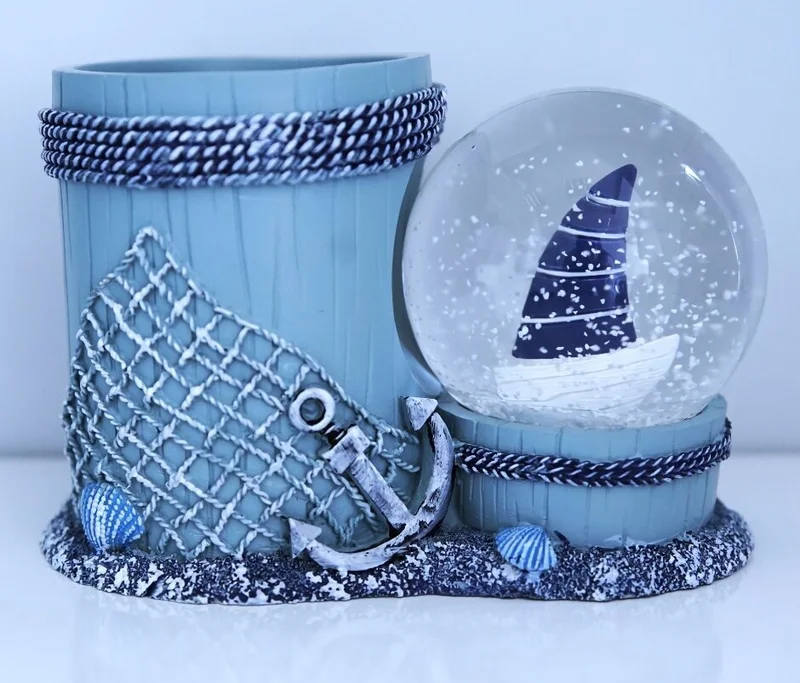 ام جي تويز Blue Sailboat Designed RGB Lighted Snow Globe