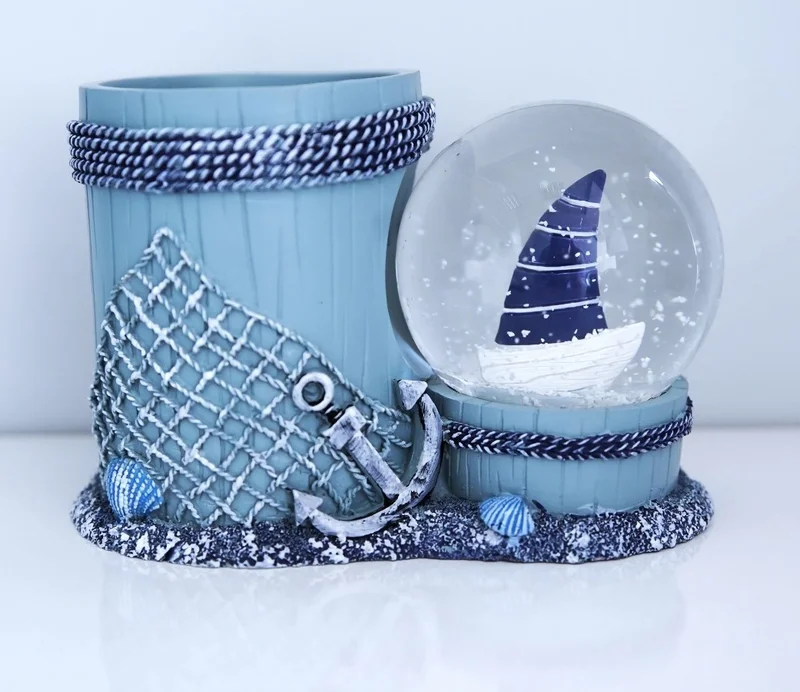 ام جي تويز Blue Sailboat Designed RGB Lighted Snow Globe