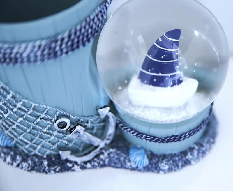 ام جي تويز Blue Sailboat Designed RGB Lighted Snow Globe