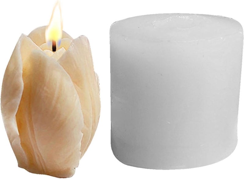 Skytail Silicone Tulip Candle Mold Tulip Flower Shape Mold Making Scented Candle Wax Melts Home Decor Candles Aromatherapy Resin Casting Handmade Flower Candle Bouquet Gift DIY Candle Making Wedding Decor - Image 1