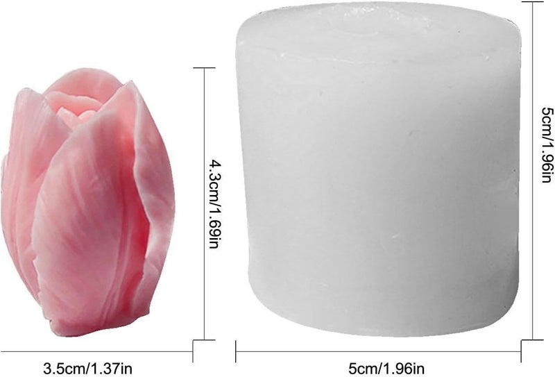 Skytail Silicone Tulip Candle Mold Tulip Flower Shape Mold Making Scented Candle Wax Melts Home Decor Candles Aromatherapy Resin Casting Handmade Flower Candle Bouquet Gift DIY Candle Making Wedding Decor - Image 2