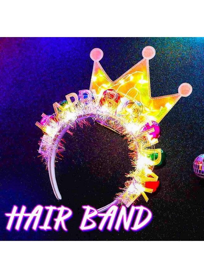 Zoestar Light Up Happy Birthday Crown Headband Glow Ball Hair Bands Sparkly Birthday Party Hair Accessories Women - Image 3