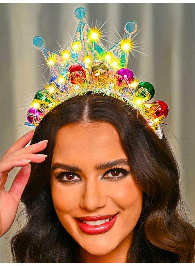 Zoestar Light Up Happy Birthday Crown Headband Glow Ball Hair Bands Sparkly Birthday Party Hair Accessories Women - Image 4