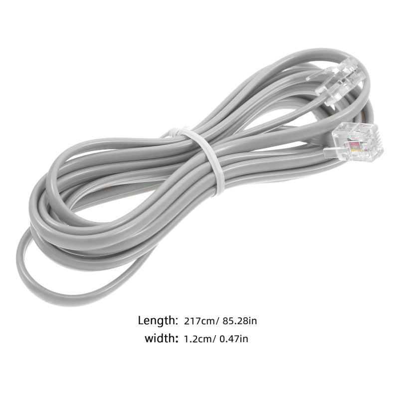 RJ11 6P4C 4 Wire Telephone Extension Cord Set 10 Pack 7 Inch Silver Gray for Landline Phone Office Home - Image 3