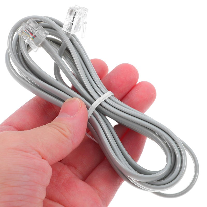RJ11 6P4C 4 Wire Telephone Extension Cord Set 10 Pack 7 Inch Silver Gray for Landline Phone Office Home - Image 5