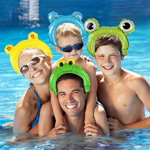 MALLMALL6 50p Zoo Animal Inflatable Headbands Wildlife Balloon Hair Hoop Include Forest Safari Farm Animals Jungle Theme Birthday Party Supplies with Animal Stickers Party Favors Costumes for Kids - Image 5