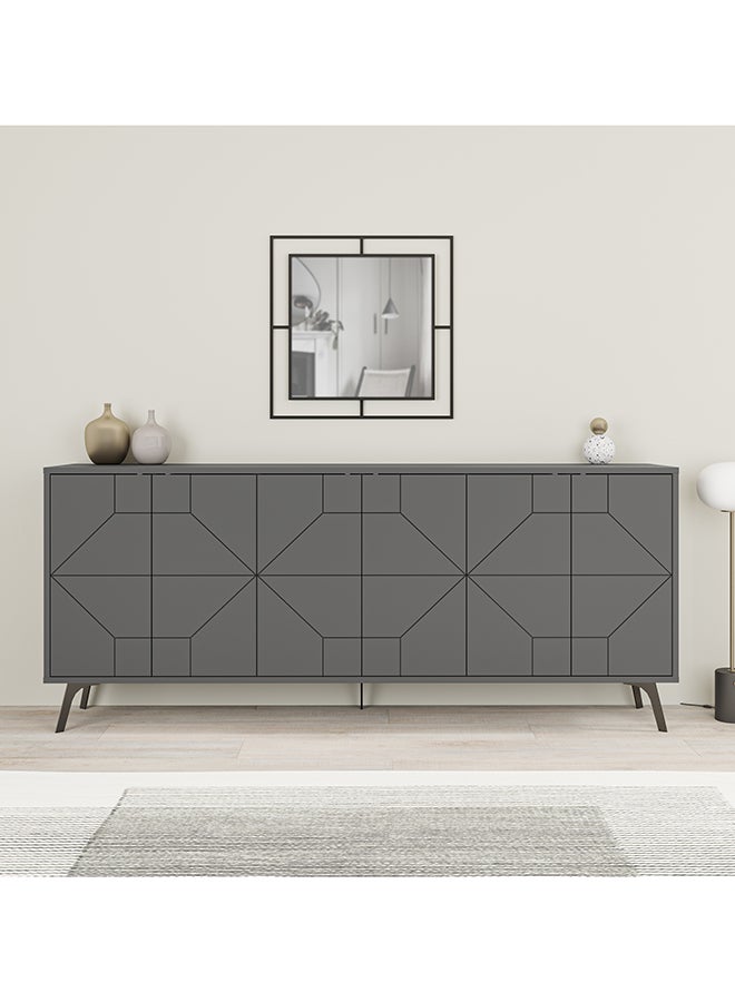 Mourah Home Dune Console  Modern Sideboard With 6 Doors  Storage Cabinet For Living Room Office Lounge Dining Room Kitchen Hallway  35X77.4X181 Cm Dark Grey  - Image 1