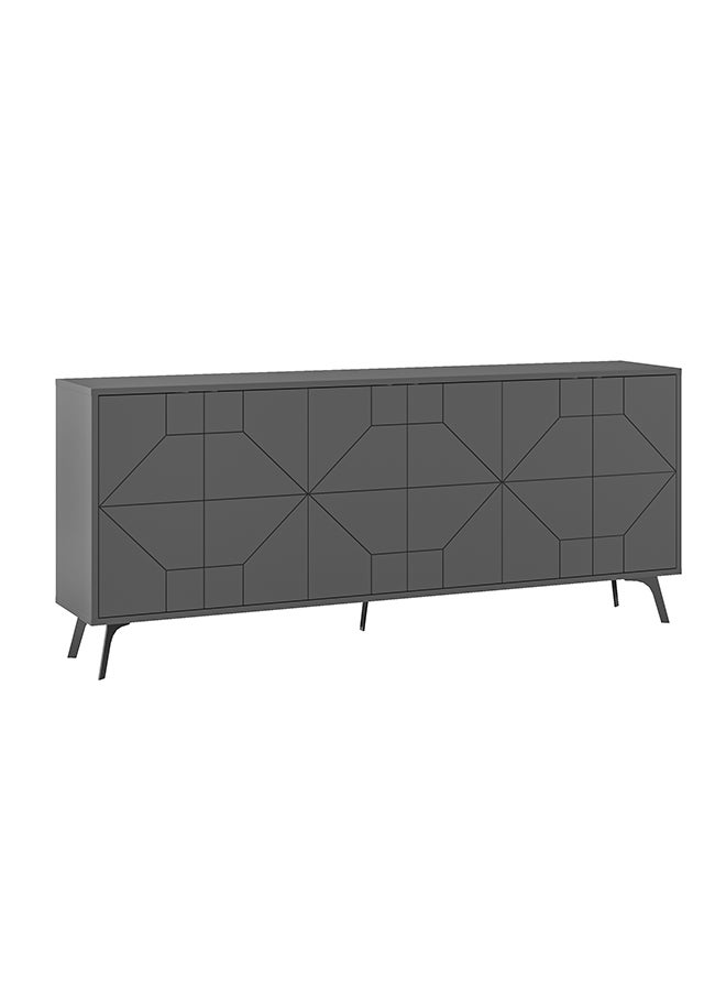 Mourah Home Dune Console  Modern Sideboard With 6 Doors  Storage Cabinet For Living Room Office Lounge Dining Room Kitchen Hallway  35X77.4X181 Cm Dark Grey  - Image 4