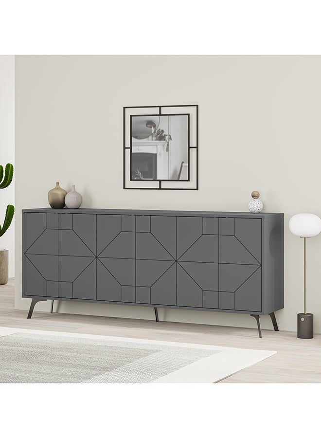 Mourah Home Dune Console  Modern Sideboard With 6 Doors  Storage Cabinet For Living Room Office Lounge Dining Room Kitchen Hallway  35X77.4X181 Cm Dark Grey  - Image 2