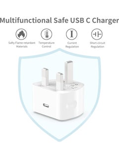 ELTRAZONE 20W USB C Fast Charger With 2M Cable for iPhone 14/14 Plus/14 Pro/14 Pro Max/13 12 11 X XR XS SE 2020 8 7 6 6S Mini, Pad Pro, USBC PD Wall Charging Plug UK Type C Power Adapter and 6FT Cord  - Image 4