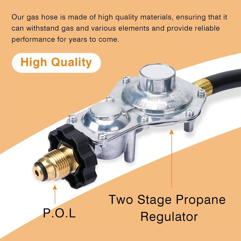 ArrogantF 24 Foot F273684 Propane Hose w/POL Regulator Compatible with Mr Heater Big Buddy Heaters,Vent Free Propane Heater Hose 3/8â€NPT Parts Assembly to Propane Tank for IN/Outdoor Heater Gas Grill Connectors - Image 3