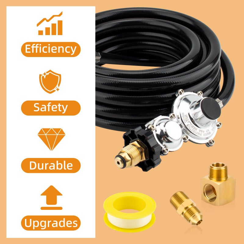 ArrogantF 24 Foot F273684 Propane Hose w/POL Regulator Compatible with Mr Heater Big Buddy Heaters,Vent Free Propane Heater Hose 3/8â€NPT Parts Assembly to Propane Tank for IN/Outdoor Heater Gas Grill Connectors - Image 5