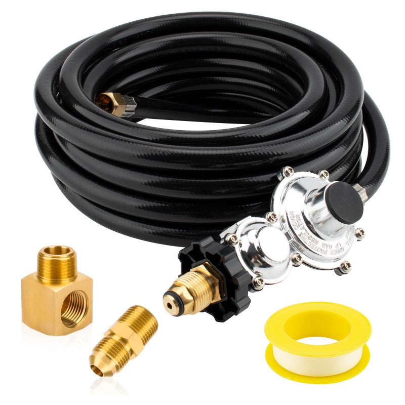 ArrogantF 24 Foot F273684 Propane Hose w/POL Regulator Compatible with Mr Heater Big Buddy Heaters,Vent Free Propane Heater Hose 3/8â€NPT Parts Assembly to Propane Tank for IN/Outdoor Heater Gas Grill Connectors - Image 1