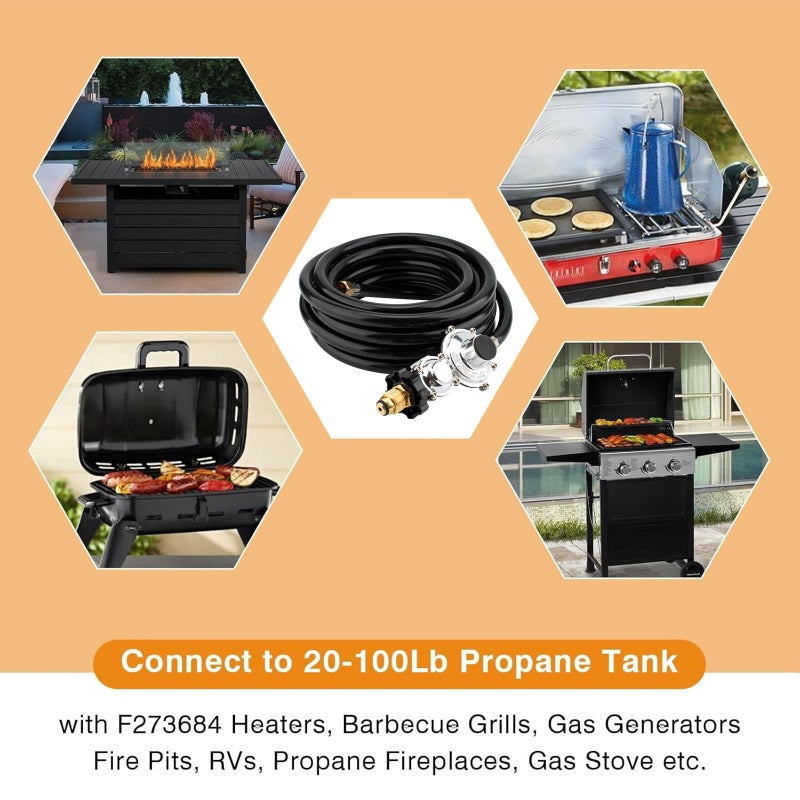 ArrogantF 24 Foot F273684 Propane Hose w/POL Regulator Compatible with Mr Heater Big Buddy Heaters,Vent Free Propane Heater Hose 3/8â€NPT Parts Assembly to Propane Tank for IN/Outdoor Heater Gas Grill Connectors - Image 4
