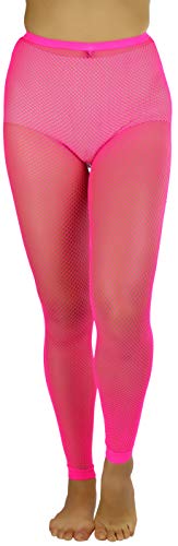 ToBeInStyle Women's Spandex Fishnet Cuffed Ankle Leggins - Hot Pink - Image 1