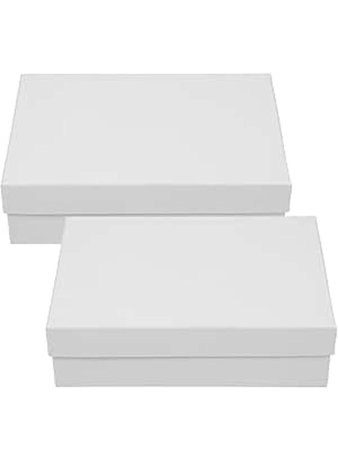 Wesievia Kraft Paper Boxes with Lid 2 Pcs 23.5x16x7cm Rectangle Gift Boxes for Party Favor Festival Wrapping Candy Storage - Image 1