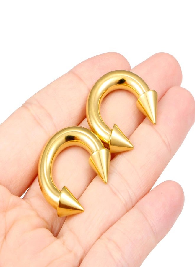 Ftovosyo 2Pcs PA Ring Horseshoe Circular Barbell 316L Surgical Steel Internally Threaded 4G Ear Gauges Septum Rings Pierced Jewelry for Women Men 14mm - Image 4