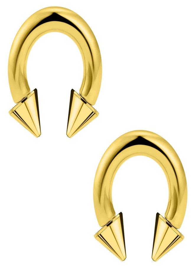 Ftovosyo 2Pcs PA Ring Horseshoe Circular Barbell 316L Surgical Steel Internally Threaded 4G Ear Gauges Septum Rings Pierced Jewelry for Women Men 14mm - Image 1