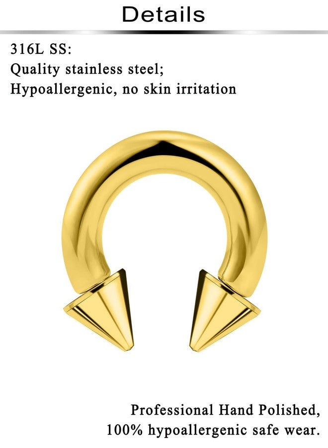 Ftovosyo 2Pcs PA Ring Horseshoe Circular Barbell 316L Surgical Steel Internally Threaded 4G Ear Gauges Septum Rings Pierced Jewelry for Women Men 14mm - Image 3