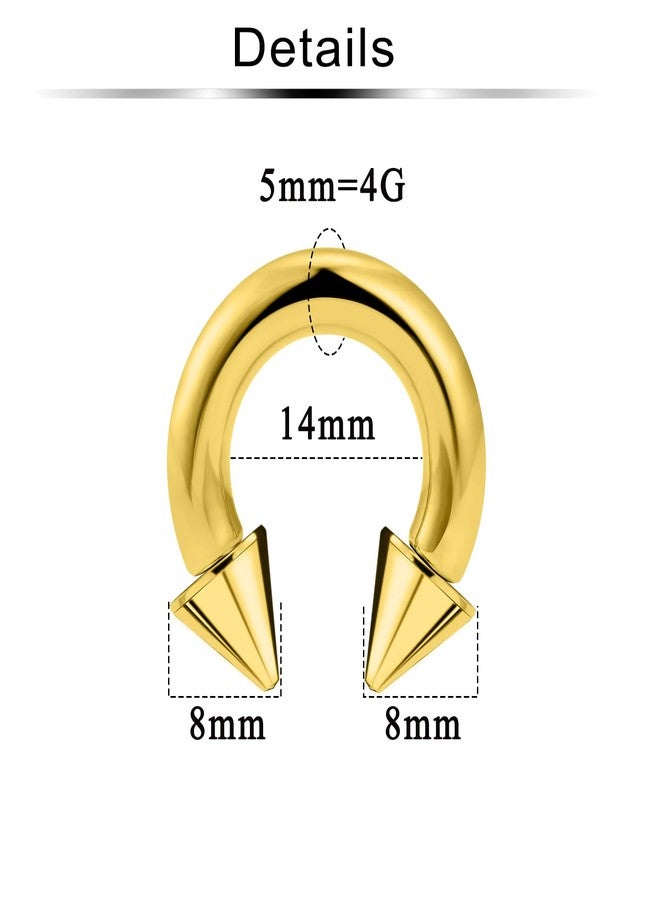 Ftovosyo 2Pcs PA Ring Horseshoe Circular Barbell 316L Surgical Steel Internally Threaded 4G Ear Gauges Septum Rings Pierced Jewelry for Women Men 14mm - Image 2