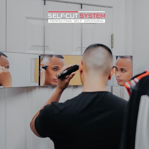 Self-Cut System 3 Way Mirror with LED Lights – Trifold Self Cut Barber Mirror for Men and Women, 360 View for Easy Haircuts, Travel Friendly - Three Way Design for Grooming and Styling - Image 5