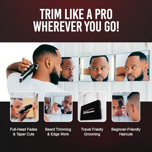 Self-Cut System 3 Way Mirror with LED Lights – Trifold Self Cut Barber Mirror for Men and Women, 360 View for Easy Haircuts, Travel Friendly - Three Way Design for Grooming and Styling - Image 4