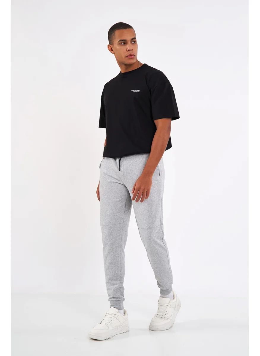mmetalic Men's Gray Elastic Leg Sweatpants