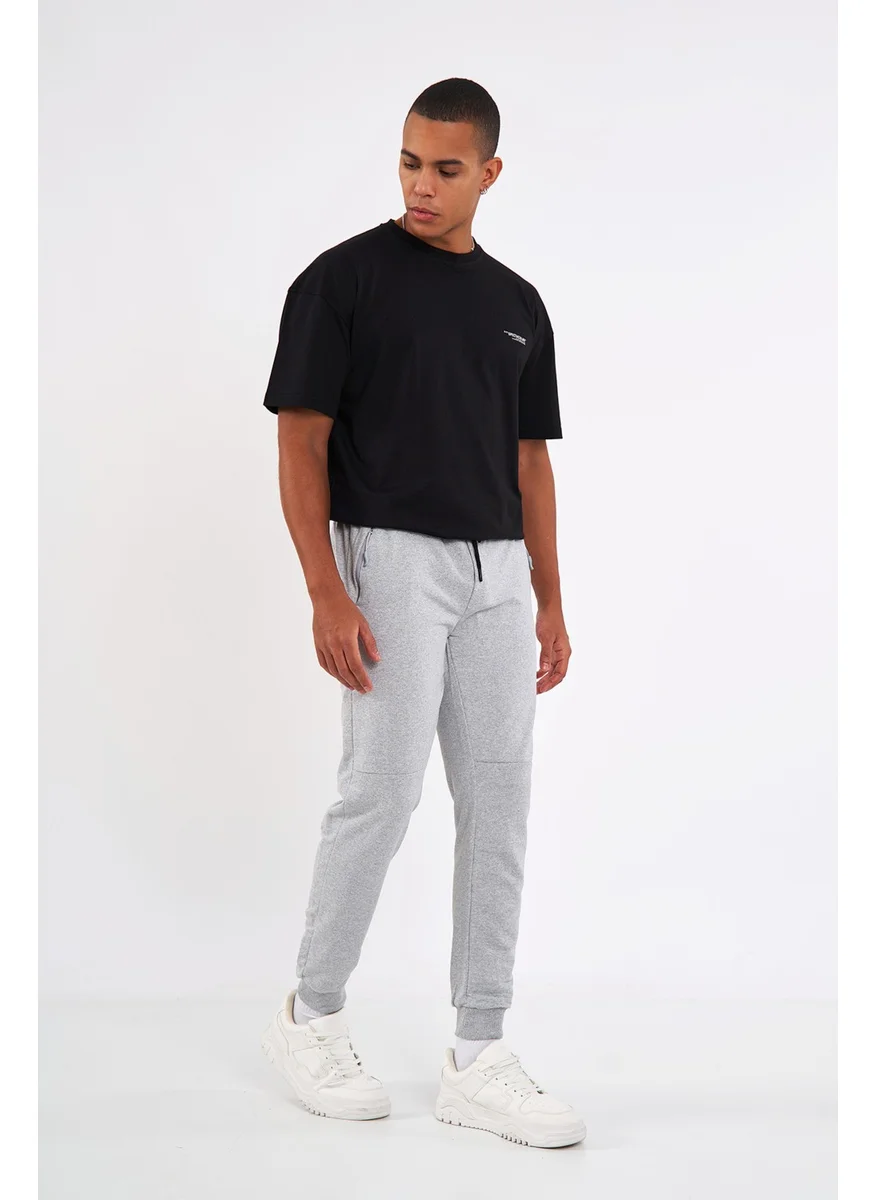 mmetalic Men's Gray Elastic Leg Sweatpants