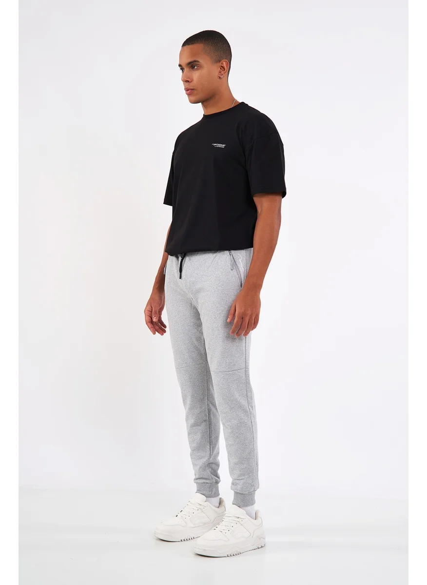 mmetalic Men's Gray Elastic Leg Sweatpants