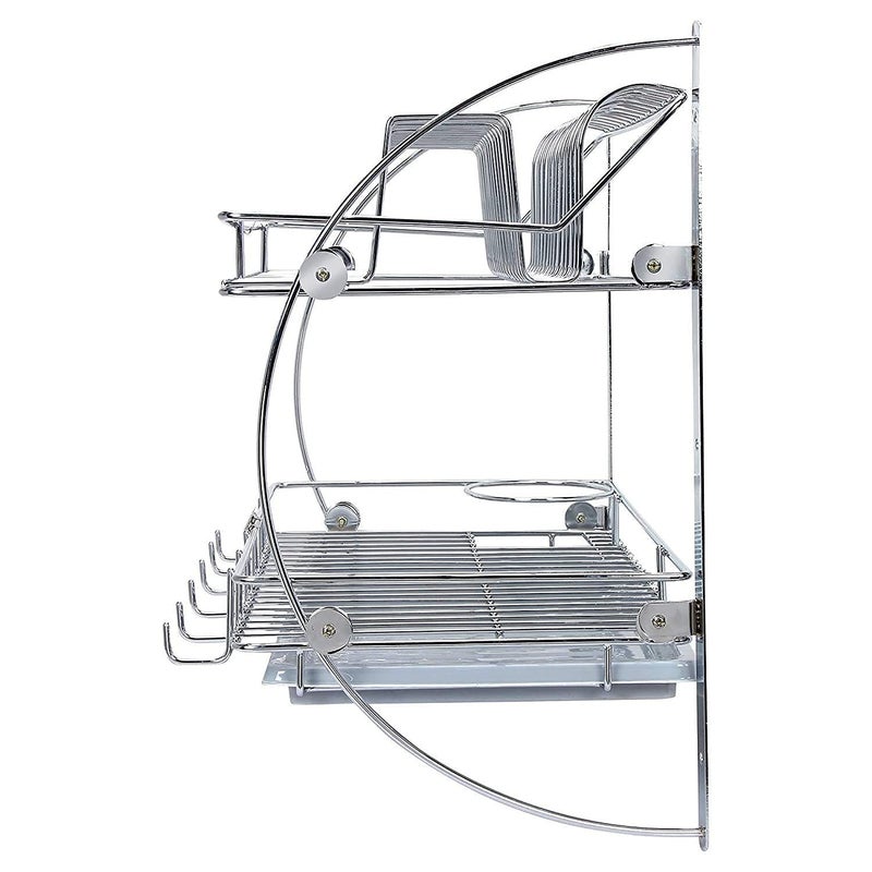 VDNSI 2 Tier Kitchen Dish Rack Plate Cutlery Stand/Kitchen Utensils Storage Rack Wall Mounted Stainless Steel Wall Mounted,Multipurpose Kitchen Dish Drainer Rack - Image 5