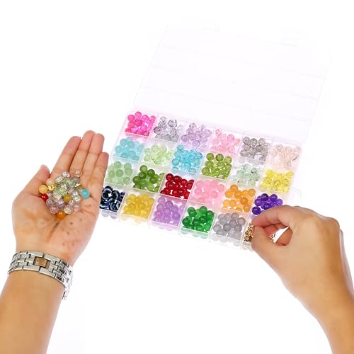 Ambitieux Bracelet Making Kit for Girls – 24 Compartment Glass & 24 Seed Bead Set with 600+ Glass Beads, 1000+ Seed Beads, 8 Charms, 2 Elastic Threads, Cutter & Accessories – DIY Jewellery Craft Kit for Kids - Birthday Gift for Girls 4 5 6 7 Years - Image 5
