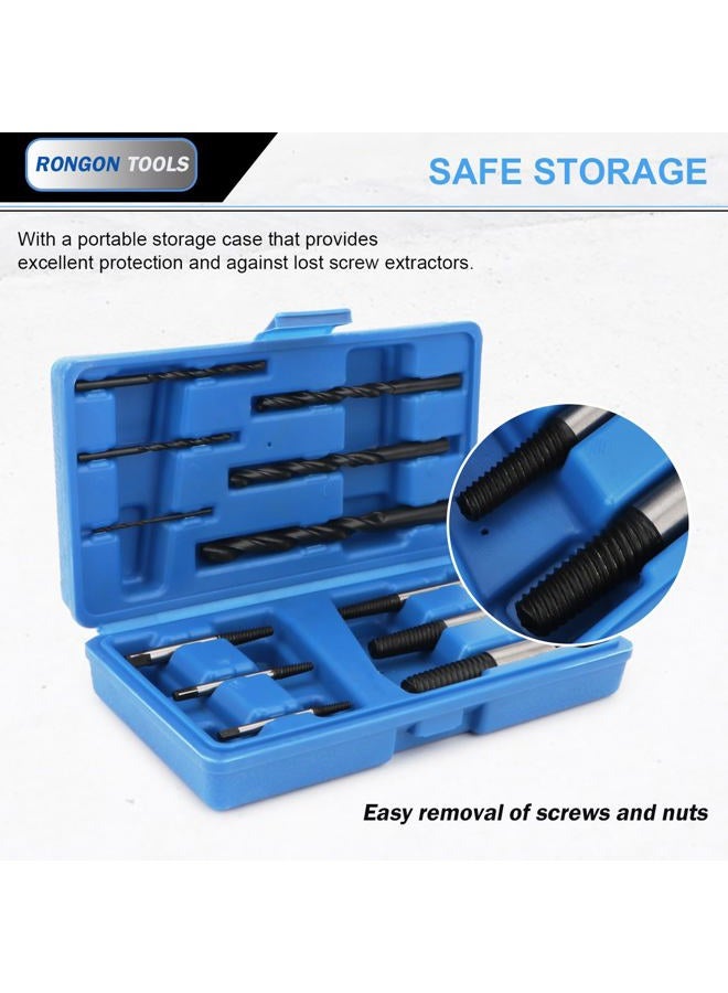 Rongon 12 Pcs High-Speed Steel Screw Extractor Set - Easy Out Bolt Extractor Kit - Drill Bit Set for Removing Stripped Screws & Broken Bolts - Image 3