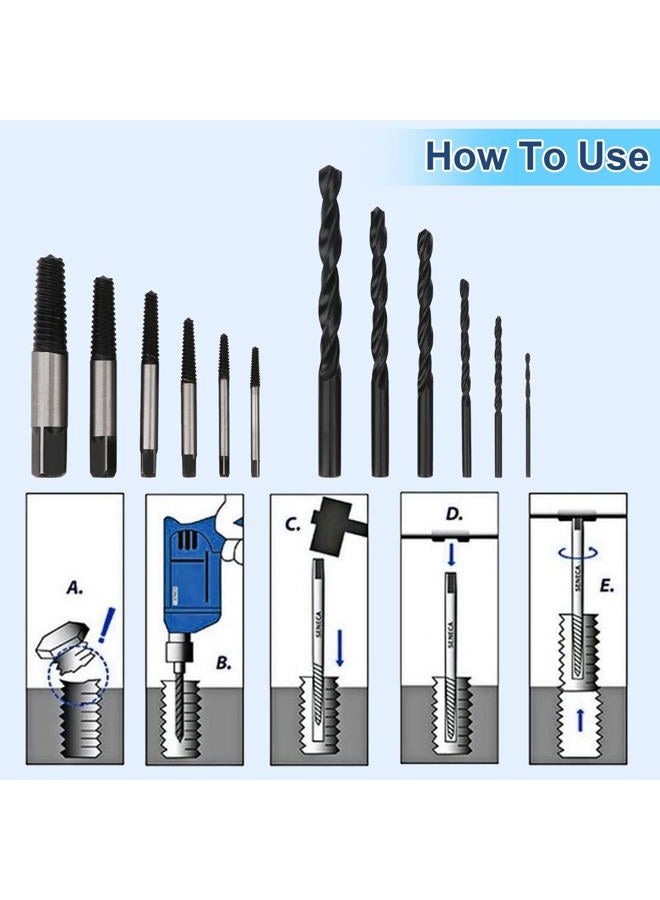 Rongon 12 Pcs High-Speed Steel Screw Extractor Set - Easy Out Bolt Extractor Kit - Drill Bit Set for Removing Stripped Screws & Broken Bolts - Image 5