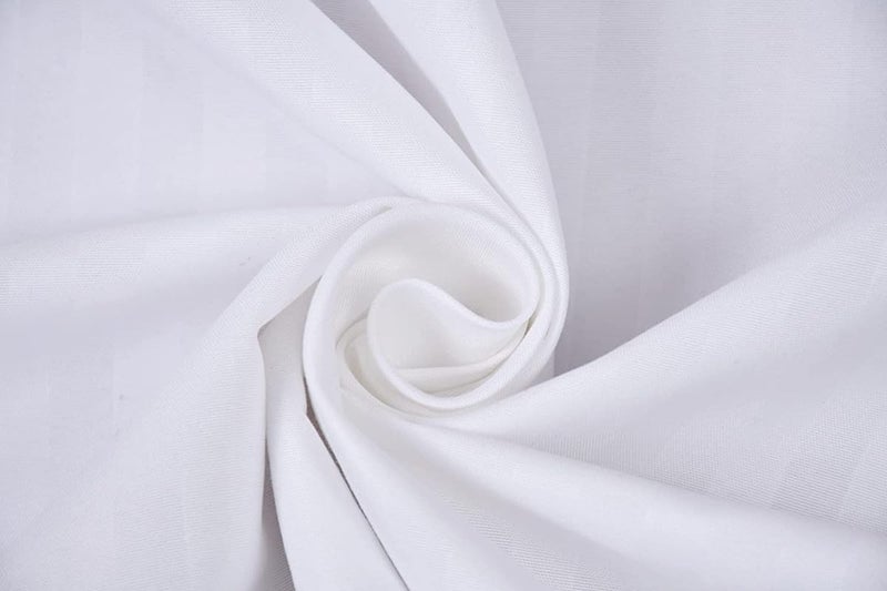 Evan Pure Cotton Striped Bedsheet with 2 King Size Pillow Covers | Double Bed Size, 90x100 Inches | White Cotton Fabric for King Size Bed - Image 2