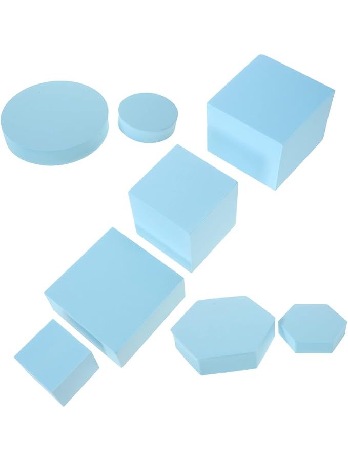 12 Pcs Sky Blue Geometry Foam Photo Props Cubes for Jewelry Cosmetics Makeup Display Photography - Image 1