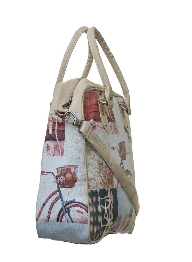BAND BOX Beach Handbag For Women Travel Bag | Printed Pattern Hand Strap Removable And Multi Pocket | Enjoy Weekend Beach Travel Bag - Image 3