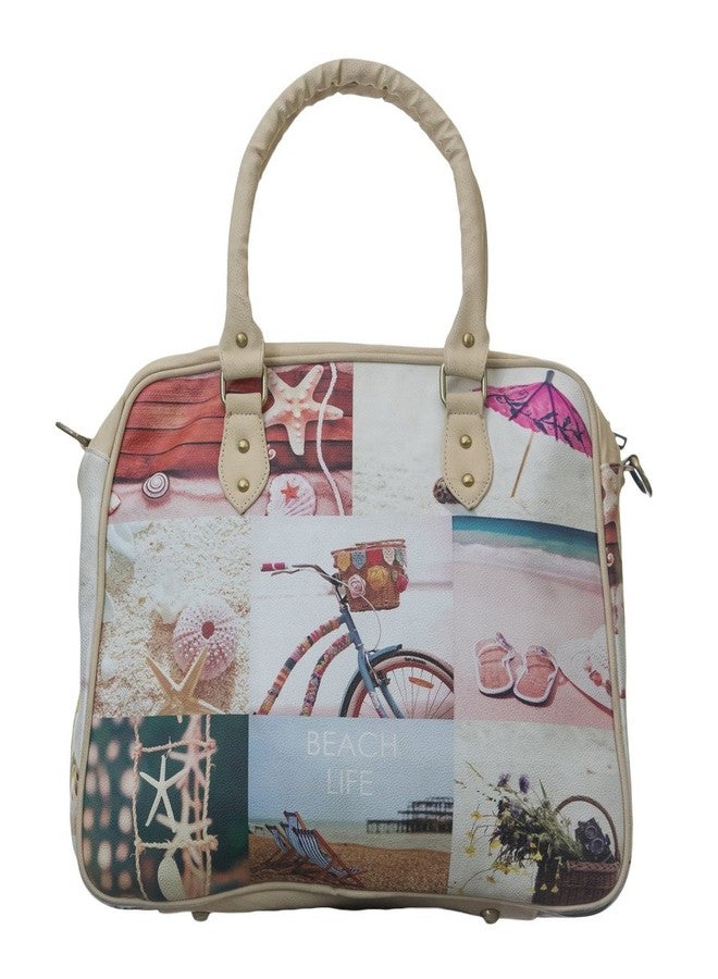 BAND BOX Beach Handbag For Women Travel Bag | Printed Pattern Hand Strap Removable And Multi Pocket | Enjoy Weekend Beach Travel Bag - Image 1