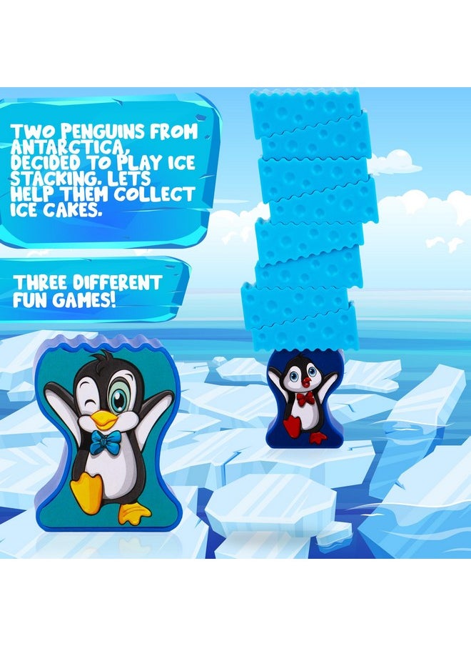 Gamie - Stacking Penguin Ice Game For Kids - 20 Ice Stacking Toy Pieces, 2 Penguins, And Sticker Sheet - 3 Unique Challenges - Balancing Games For Family Night - Penguin Games For Toddlers - Image 1
