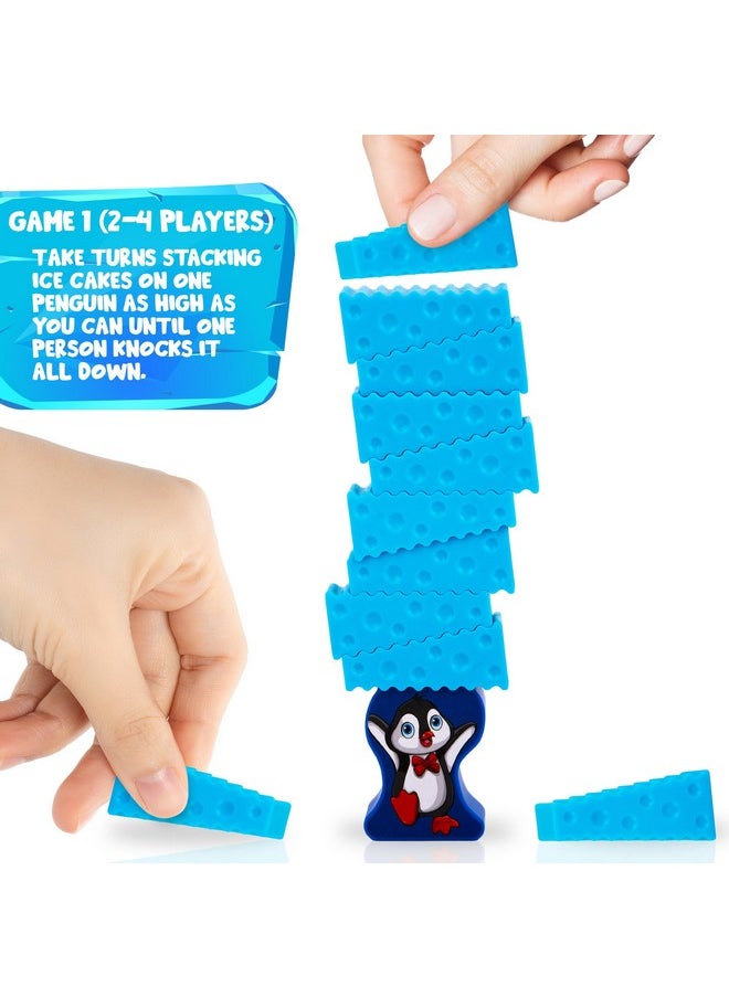 Gamie - Stacking Penguin Ice Game For Kids - 20 Ice Stacking Toy Pieces, 2 Penguins, And Sticker Sheet - 3 Unique Challenges - Balancing Games For Family Night - Penguin Games For Toddlers - Image 1