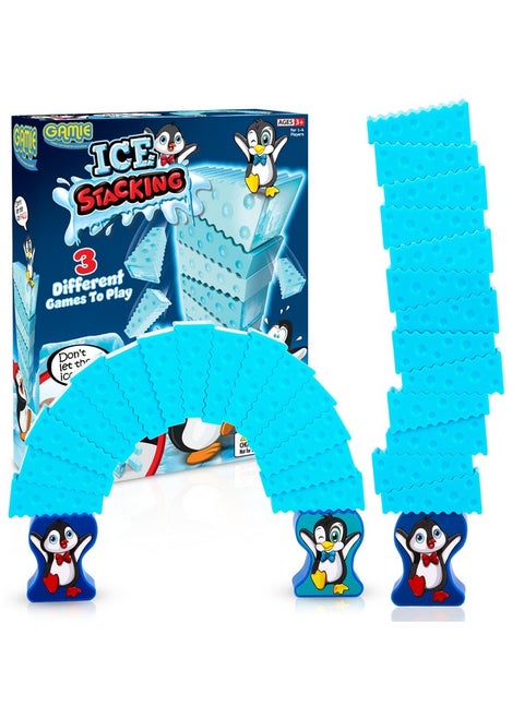 Stacking Penguin Ice Game For Kids - 20 Ice Stacking Toy Pieces, 2 Penguins, And Sticker Sheet - 3 Unique Challenges - Balancing Games For Family Night - Penguin Games For Toddlers