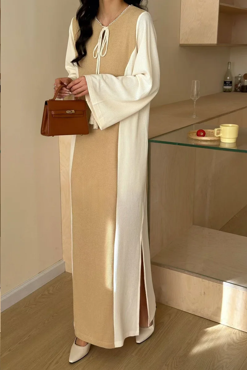هاسال Maxi Contrast Textured dress