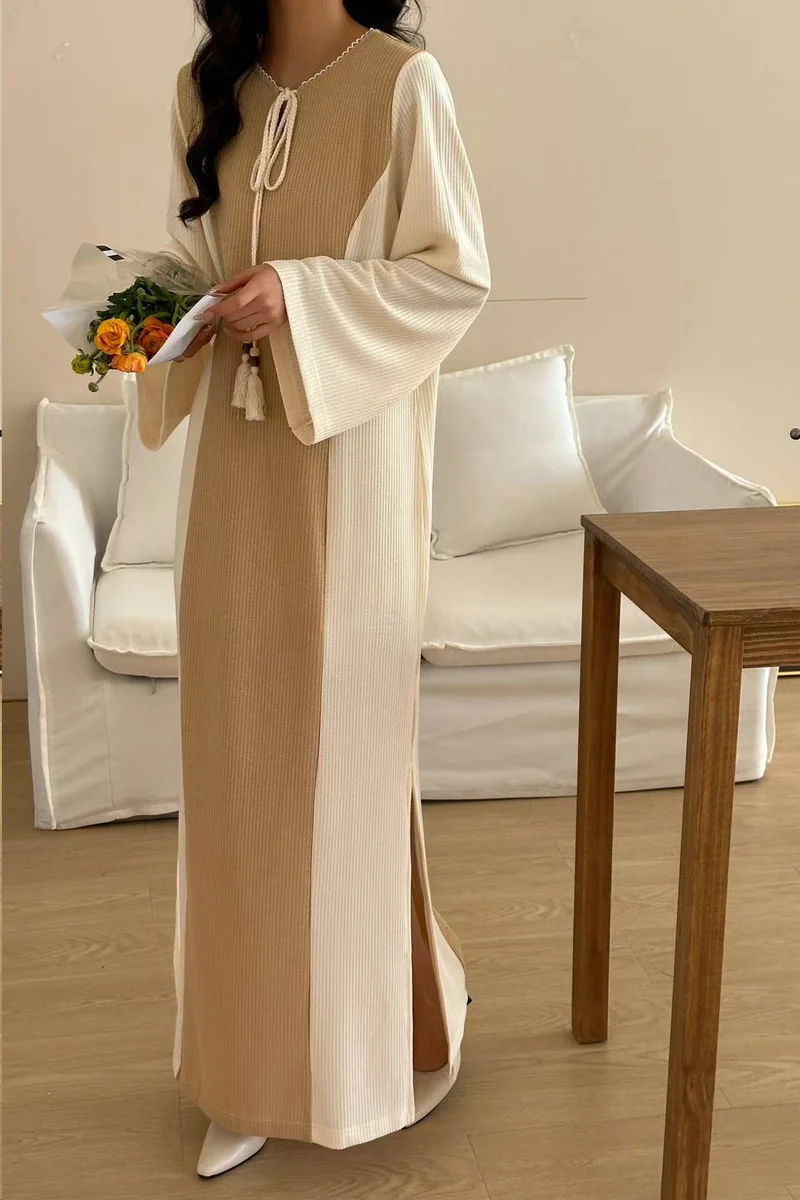 Hassal Maxi Contrast Textured dress